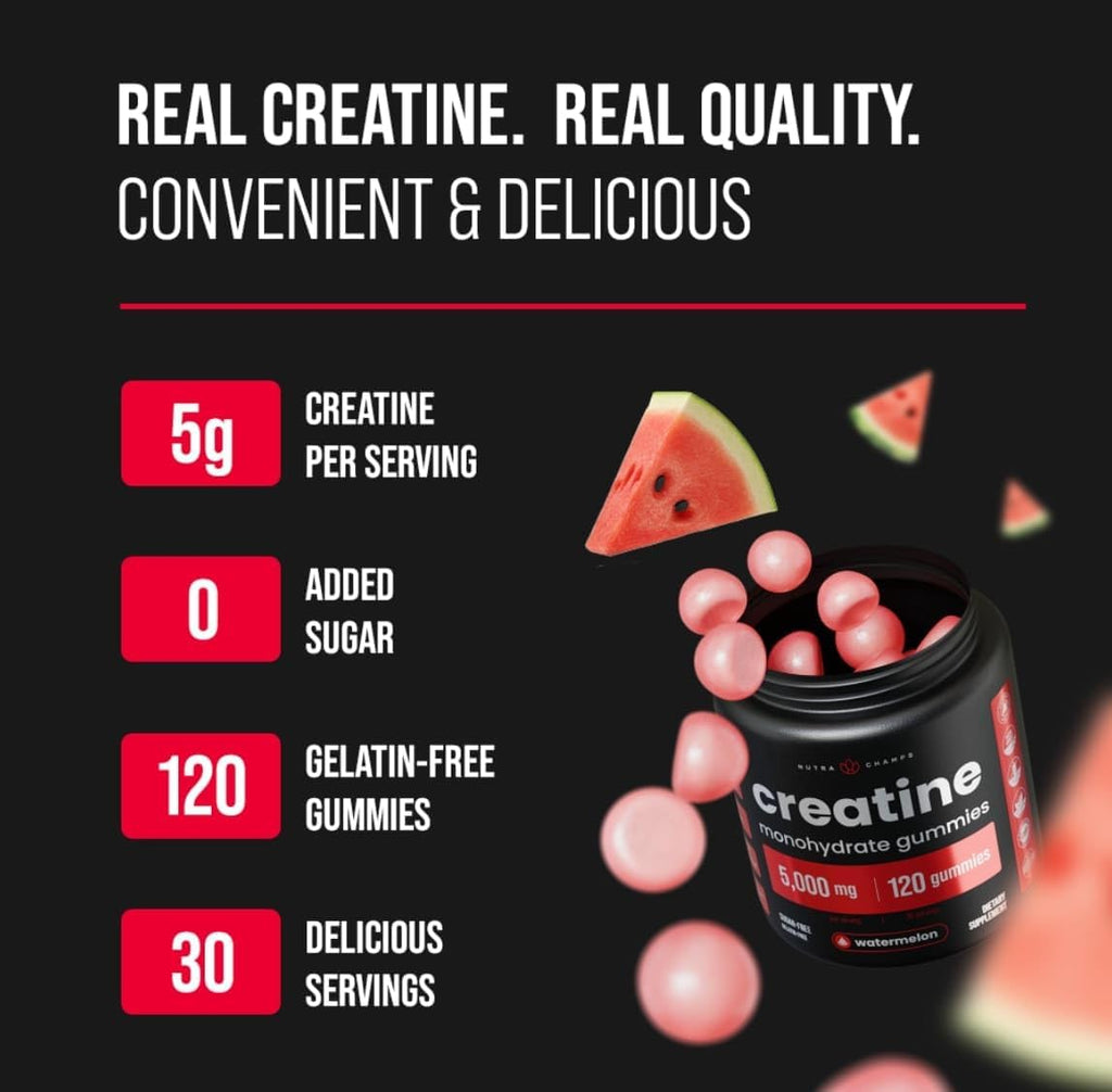Creatine Gummies – Creatine Monohydrate – 120 Gummies (1250 mg Each) – Ships Free Within Canada on Orders Above CAD $199