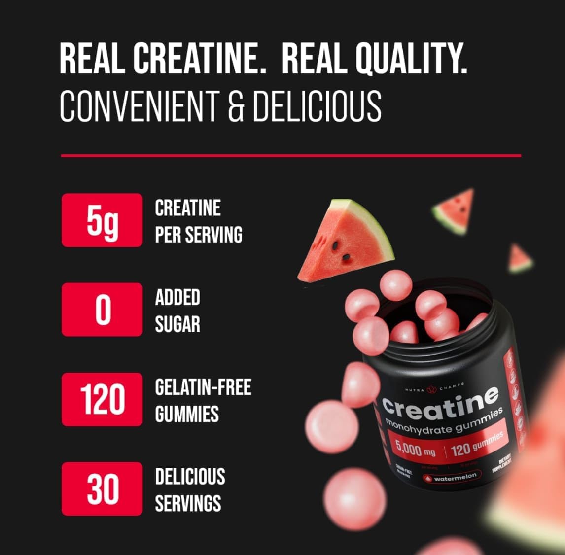 Creatine Gummies – Creatine Monohydrate – 120 Gummies (1250 mg Each) – Ships Free Within Canada on Orders Above CAD $199
